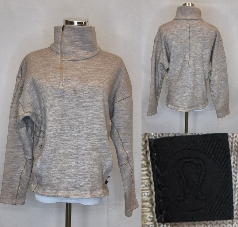 Lululemon 1/4 Zip Sweatshirt Women's M Heathered Oatmeal #W5647